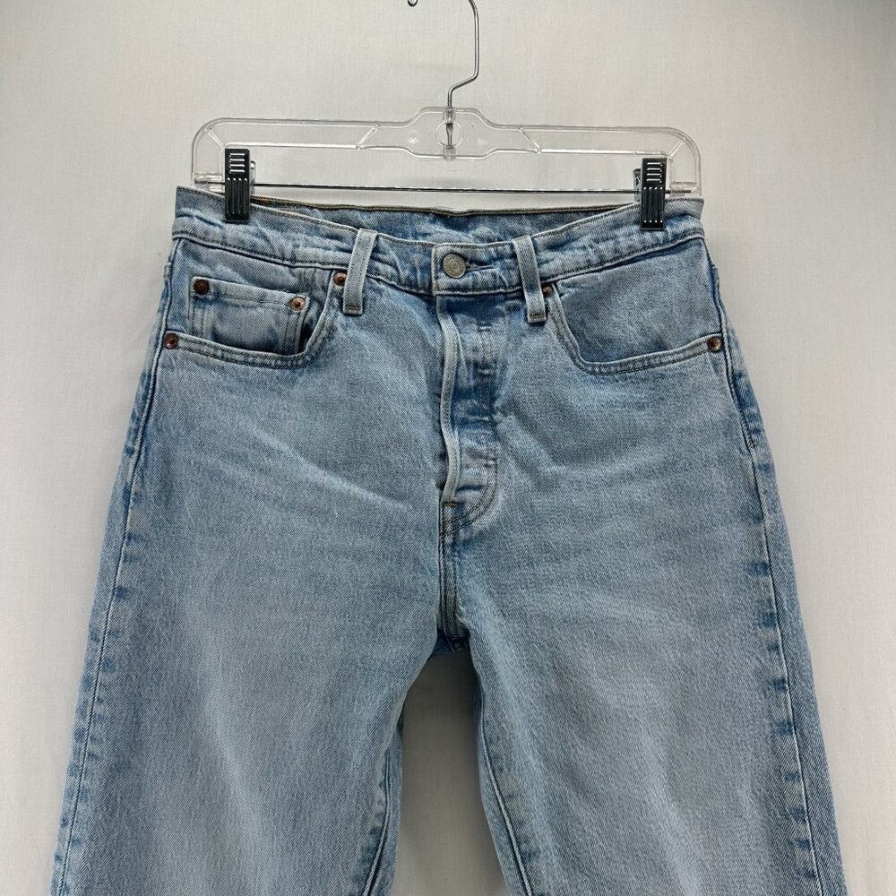 Levis 501 Skinny Jeans Women W28 L32 High-Rise Low Stretch Denim Light Wash Blue - Picture 3 of 15